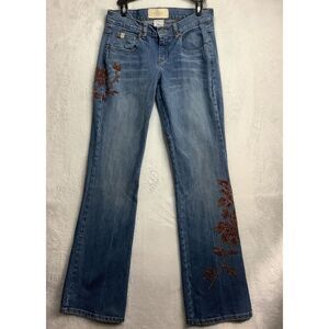 Vintage Z Cavaricci jeans Women's Size 7 Floral Beaded Appliqué bootcut